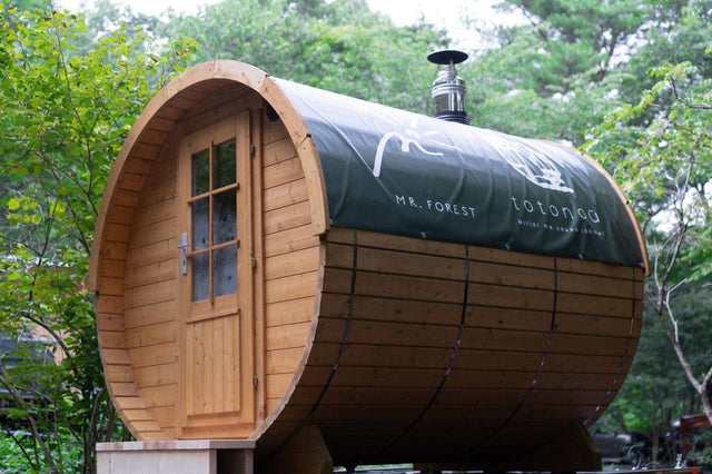 栃木県のキャンプ施設Mr.Forestのバレルサウナ