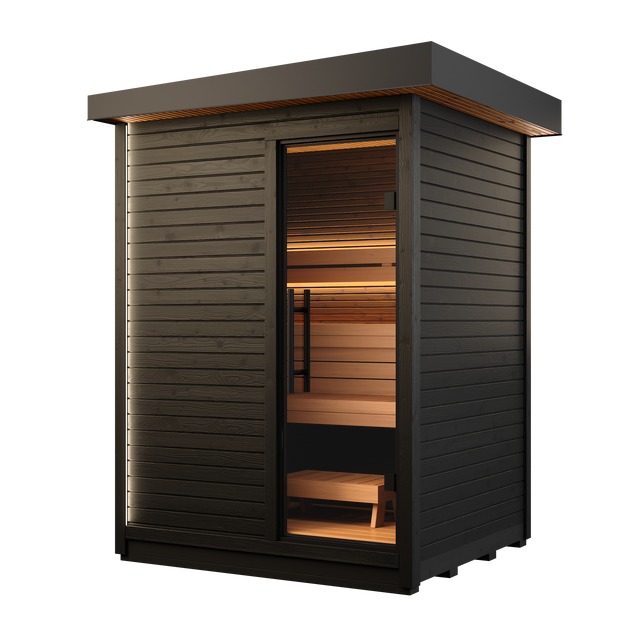 totonoüの北欧産・屋外用キャビンサウナ「Auroom Kaia Black S」窓なし・外観(3-4人用 / 家庭用サウナ / 事業用サウナ)