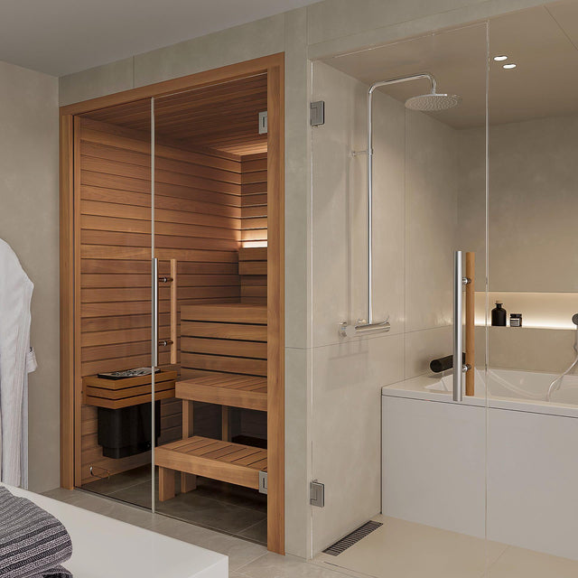 totonoüの北欧産・自宅用キャビンサウナ「Auroom Cala Glass」設置イメージ(2-3人用 / 1番人気 / 家庭用サウナ / 事業用サウナ)