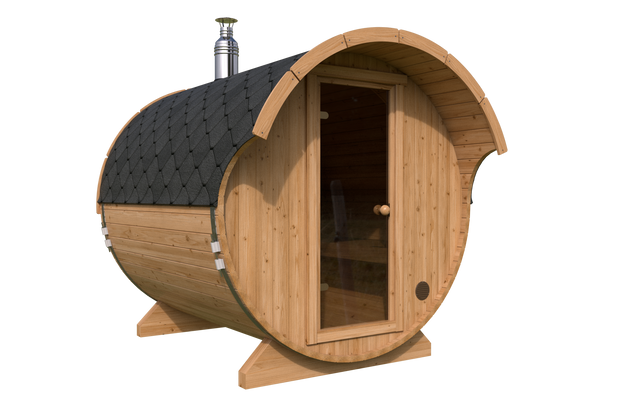 北欧産バレルサウナ 2.2m（4-6人用 / Pro Model / ひさし付き / 事業用 / 耐用年数20年以上)