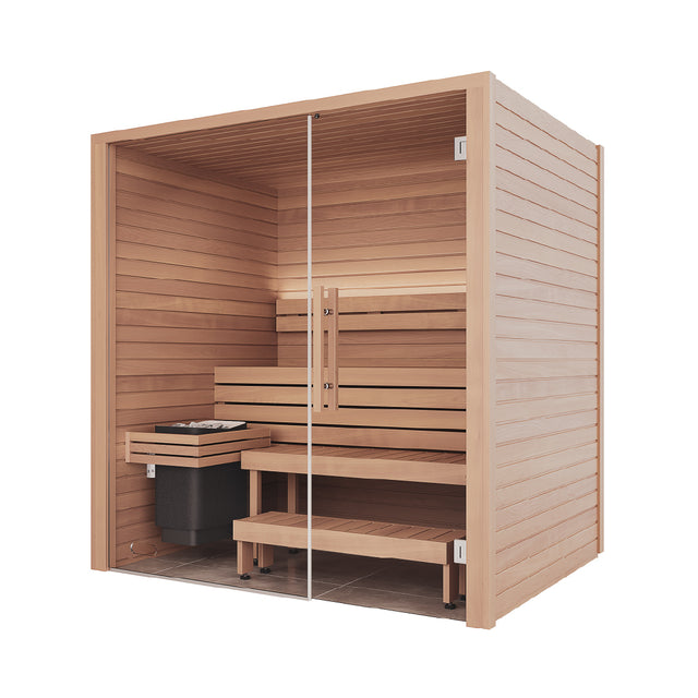 北欧産キャビンサウナ Auroom Cala Glass Wide（5−6人用 / 家庭用サウナ / 事業用サウナ / 芸能人導入モデル）